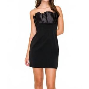 NEW B.RIGHT ruffled h-line tube mini dress in black
